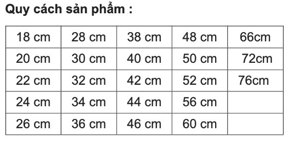 Quy cách sản phẩm